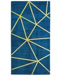 Miniatyrbilde 1 av 6: Teppe Blå Gull Viskose Bomull 80 x 150 cm Geometrisk mønster Håndvevd Moderne Glam