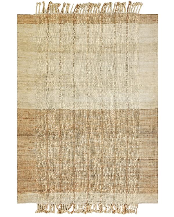 Teppe Beige Jute 200 x 300 cm Frynser Håndvevd Boho Dekorativt Tekstil Soverom Stue