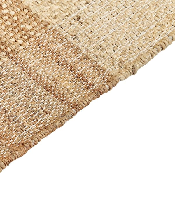 Teppe Beige Jute 200 x 300 cm Frynser Håndvevd Boho Dekorativt Tekstil Soverom Stue
