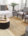 Miniatyrbilde 2 av 7: Teppe Beige Jute 200 x 300 cm Frynser Håndvevd Boho Dekorativt Tekstil Soverom Stue