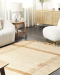 Miniatyrbilde 2 av 7: Gulvteppe Beige Jute 140 x 200 cm Juteteppe Geometrisk mønster Håndvevd Boho Soverom Stue