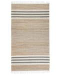 Miniatyrbilde 4 av 7: Gulvteppe Beige Grå 80 x 150 cm Juteteppe Stripete mønster Håndvevd Boho
