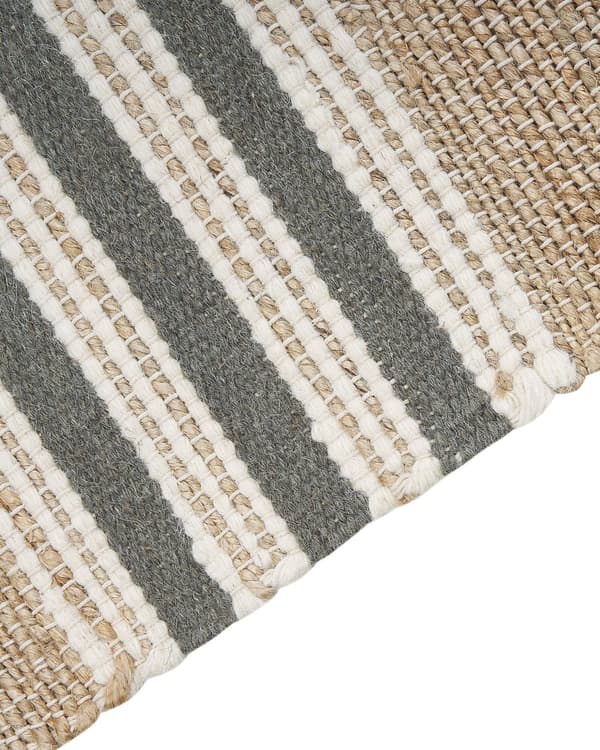 Gulvteppe Beige Grå 80 x 150 cm Juteteppe Stripete mønster Håndvevd Boho
