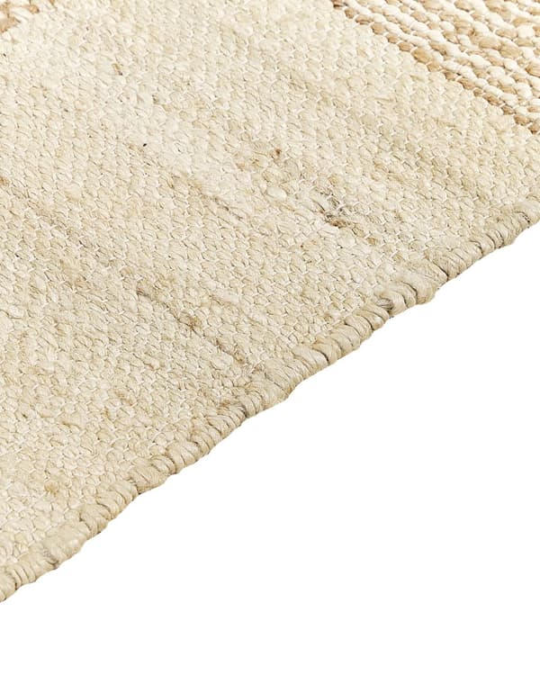 Gulvteppe Beige Jute 80 x 150 cm Juteteppe Geometrisk mønster Håndvevd Boho Soverom Stue
