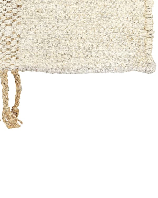 Gulvteppe Beige Jute 80 x 150 cm Juteteppe Geometrisk mønster Håndvevd Boho Soverom Stue