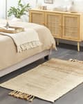 Miniatyrbilde 2 av 7: Gulvteppe Beige Jute 80 x 150 cm Juteteppe Geometrisk mønster Håndvevd Boho Soverom Stue