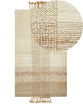Miniatyrbilde 1 av 7: Gulvteppe Beige Jute 80 x 150 cm Juteteppe Geometrisk mønster Håndvevd Boho Soverom Stue