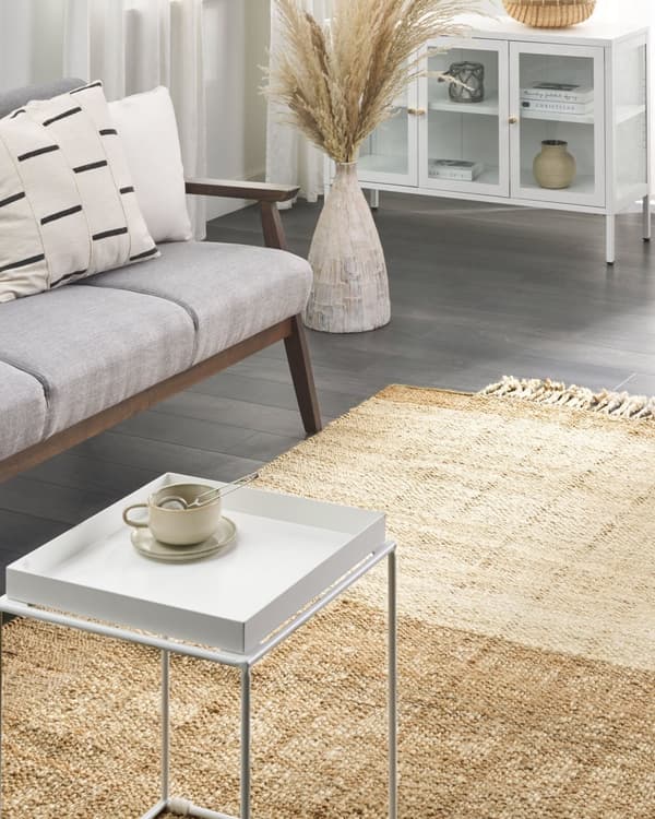 Teppe Beige Jute 160 x 230 cm Frynser Håndvevd Boho Dekorativt Tekstil Soverom Stue