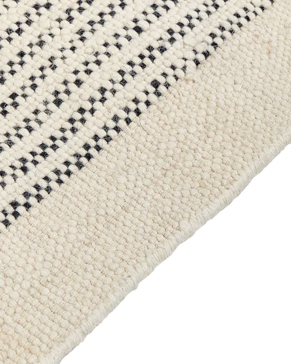Gulvteppe Beige Grønn 80 x 150 cm Ullteppe Håndvevd Teppe med dusker