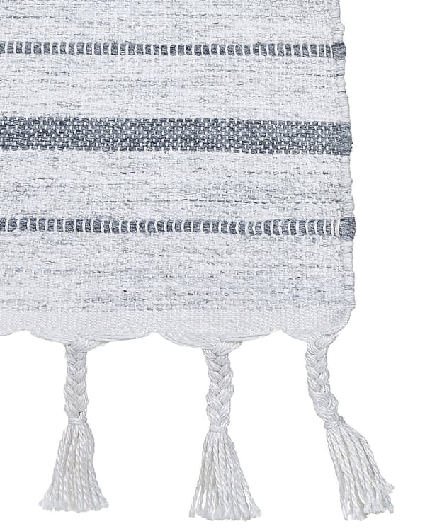 Teppe Off White 160 x 230 cm Frynser Stripete mønster Moderne Dekorativt Tekstil Utendørs Innendørs