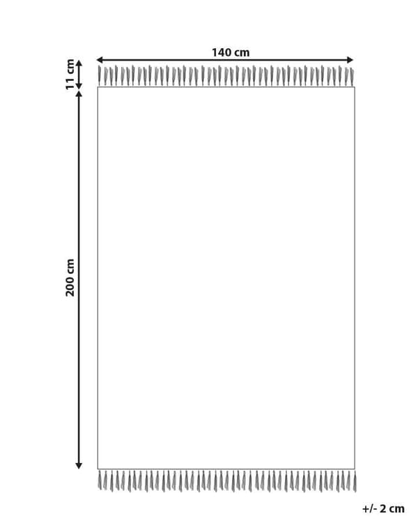 Matta Beige och Svart Ull Bomull 140 x 200 cm Handvävd Flatvävd med Tofsar Vardagsrum Sovrum