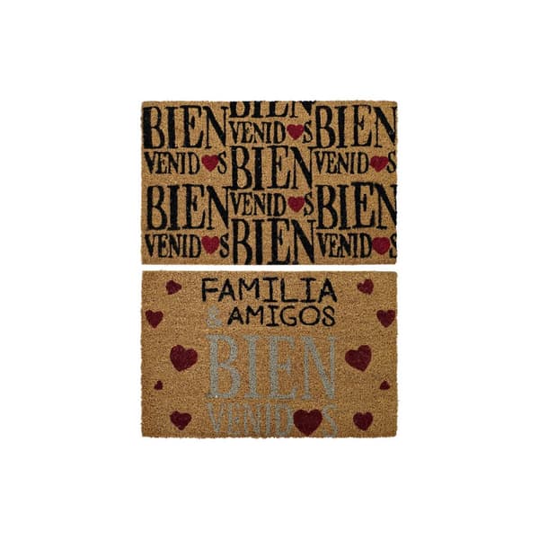 Dörrmatta DKD Home Decor Röd Svart Brun Gummi 2 antal Urban Kokosfiber (60 x 40 x 1,5 cm)