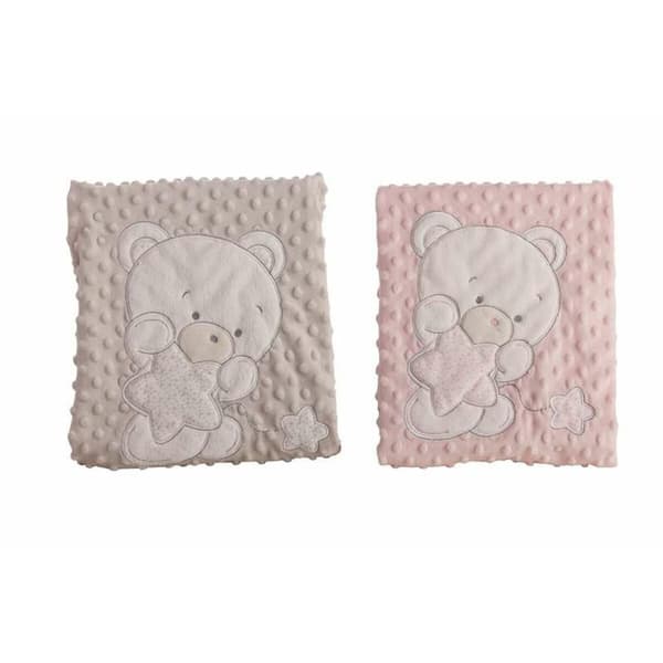 Bebisfilt Björn Rosa Broderi Double
