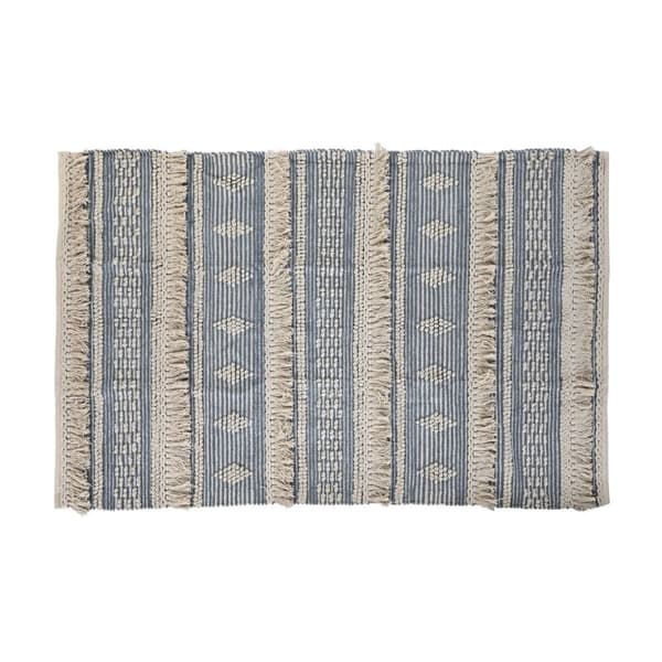 Matta DKD Home Decor 180 x 120 x 2 cm Blå Bomull Vit Boho