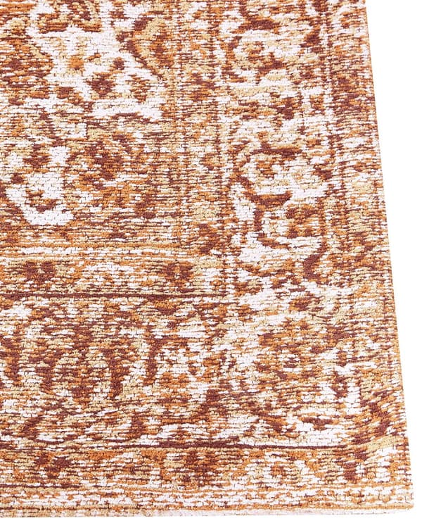Matto oranssi puuvilla polyesteri 200 x 300 cm koristeellinen kuviointi vintage tyyli