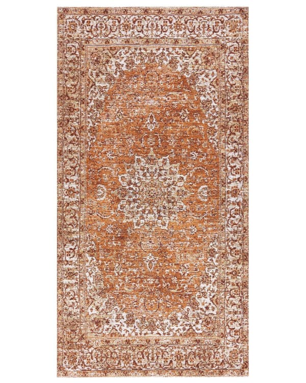 Matto oranssi puuvilla polyesteri 80 x 150 cm koristeellinen kuviointi vintage tyyli