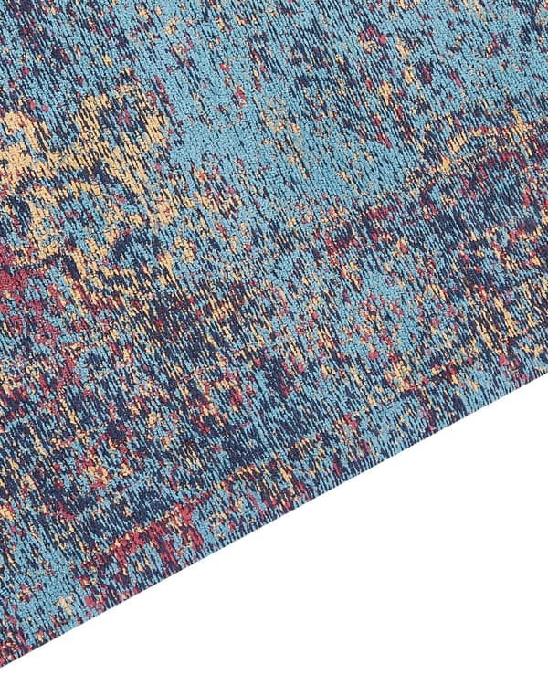 Matto sininen puuvilla polyesteri 160 x 230 cm koristeellinen kuvio vintage tyyli
