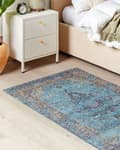 Pikkukuva 2 / 8: Matto sininen puuvilla polyesteri 160 x 230 cm koristeellinen kuvio vintage tyyli