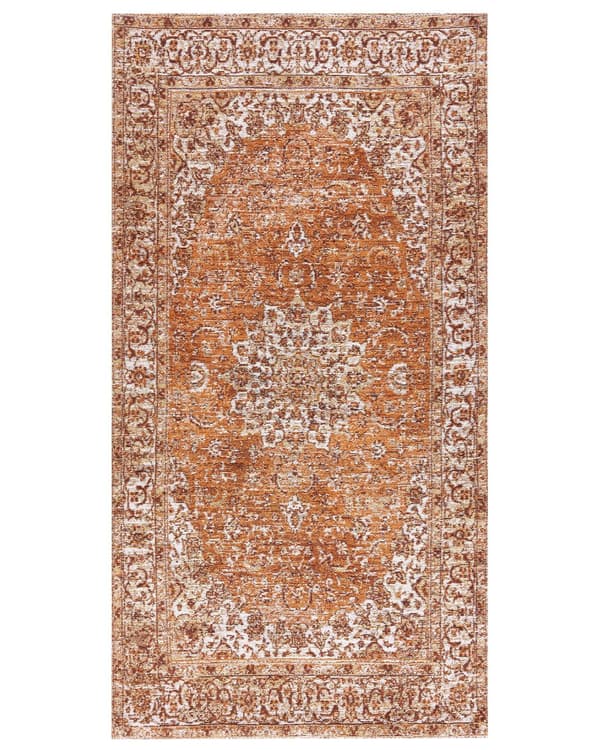 Matta Orange Bomull Polyester 80 x 150 cm Orientaliskt Mönster Vintage Heminredning