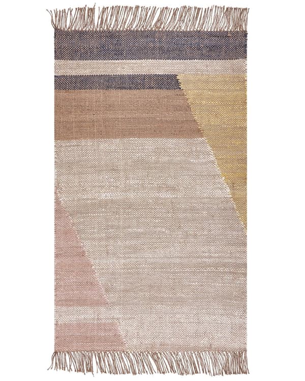 Teppe Brun Jute 80 x 150 cm Geometrisk mønster Rustikk Boho Dekorasjon Tekstiler