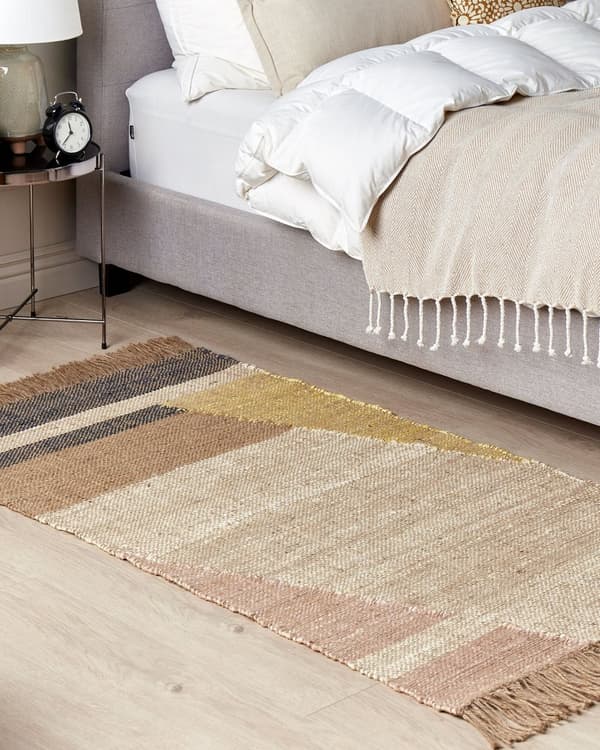 Teppe Brun Jute 80 x 150 cm Geometrisk mønster Rustikk Boho Dekorasjon Tekstiler