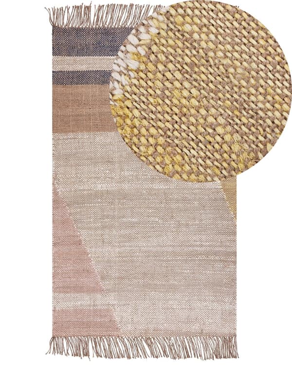 Teppe Brun Jute 80 x 150 cm Geometrisk mønster Rustikk Boho Dekorasjon Tekstiler
