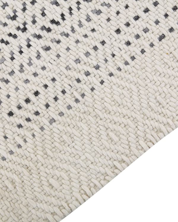 Tæppe hvid og grå uld bomuld 160 x 230 cm Håndvævet fladvævet med kvaster