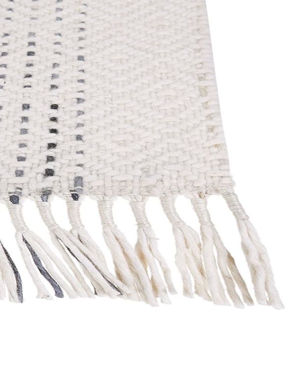 Tæppe hvid og grå uld bomuld 160 x 230 cm Håndvævet fladvævet med kvaster