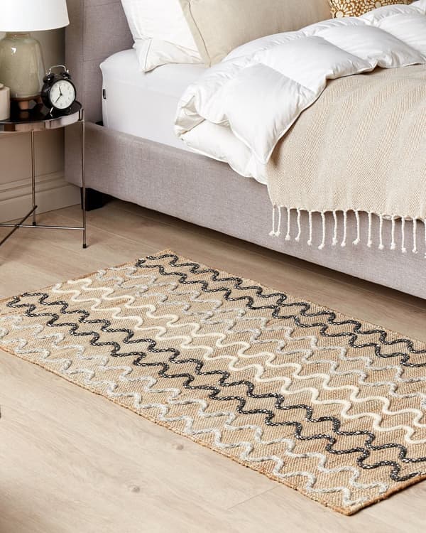 Område Tæppe Tæppe Beige Jute Geometrisk Mønster 80 x 150 cm cm Rustik Boho