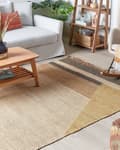 Miniatyrbillede 2 af 7: Gulvtæppe Brun Jute 140 x 200 cm Jutetæppe til Stue Praktisk Fladvævet Løs Tæppe til under Sofabord og Spisebord Soveværelse Tilbehør