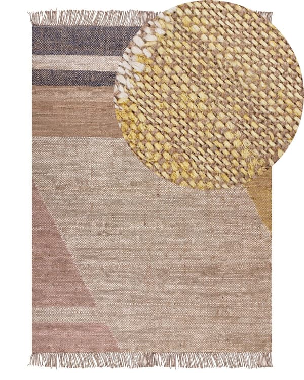 Gulvtæppe Brun Jute 140 x 200 cm Jutetæppe til Stue Praktisk Fladvævet Løs Tæppe til under Sofabord og Spisebord Soveværelse Tilbehør