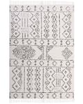 Miniatyrbillede 4 af 7: Gulvtæppe Hvid Sort Uld 160 x 230 cm Uldtæppe med Aztec Mønster Fladvævet Løs Tæppe under Sofabord Stue Dekoration Orientalsk Gulvtæp