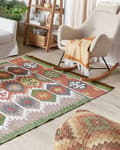 Pikkukuva 2 / 7: Matto monivärinen 140 x 200 cm synteettinen materiaali koristeellinen hapsuilla intialainen tyyli