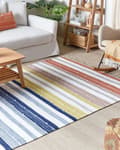 Miniatyrbilde 2 av 6: Teppe Flerfarget 160 x 230 cm Stripete mønster Syntetisk materiale Frynser Innendørs Utendørs Dekorativt Tekstiler