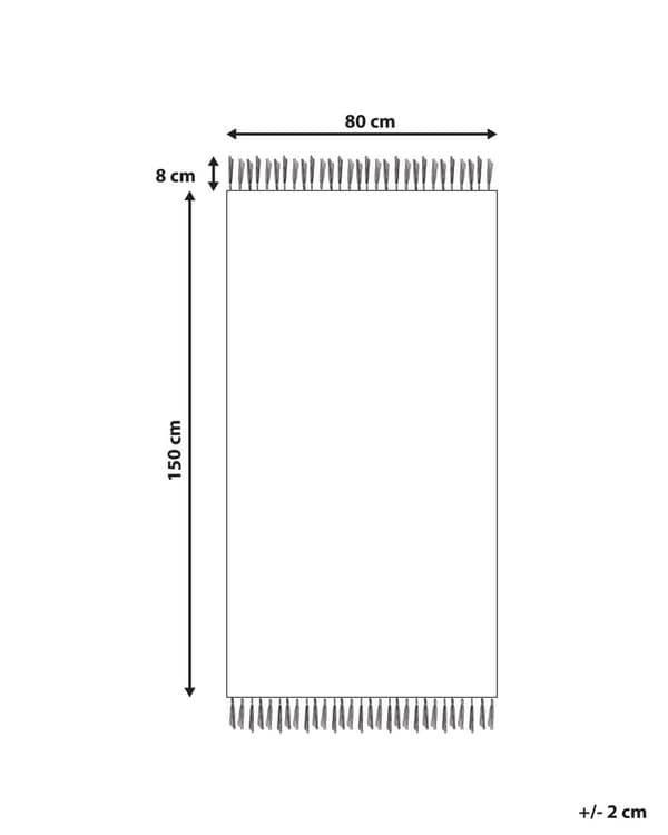 Matta Vit och Grå Ull Bomull 80 x 150 cm Handvävd Plattväv med Tofsar
