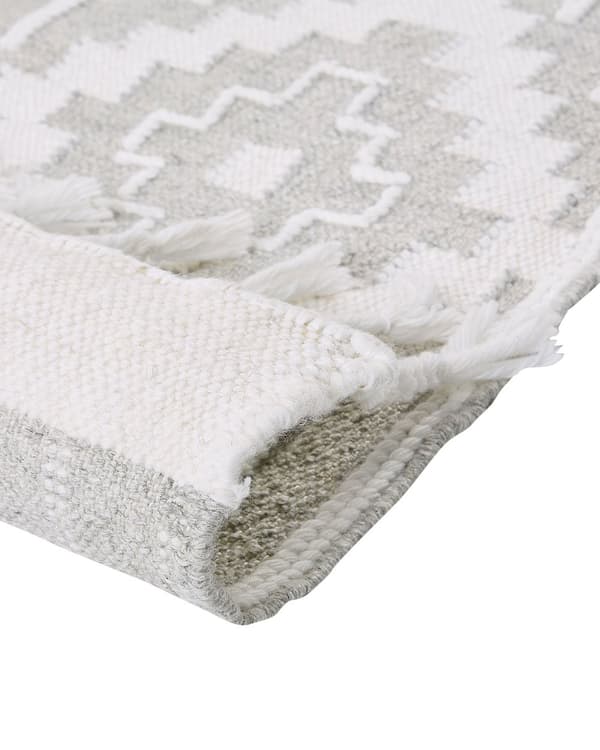 Tæppe Grå og Hvid 80 x 150 cm Syntetisk materiale Dekorative kvaster Indisk stil Indendørs Udendørs