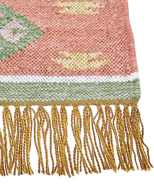 Matta Flerfärgad 140 x 200 cm Syntetiskt Material Dekorativa Tofsar Indisk Stil Inomhus Utomhus