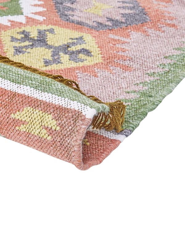 Matta Flerfärgad 140 x 200 cm Syntetiskt Material Dekorativa Tofsar Indisk Stil Inomhus Utomhus