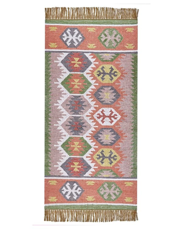 Matta Flerfärgad 80 x 150 cm Syntetiskt Material Dekorativa Tofsar Indisk Stil Inomhus Utomhus