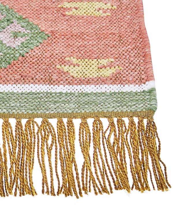 Matta Flerfärgad 80 x 150 cm Syntetiskt Material Dekorativa Tofsar Indisk Stil Inomhus Utomhus