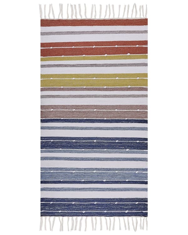 Matto monivärinen 80 x 150 cm synteettinen materiaali hapsut sisälle ulos
