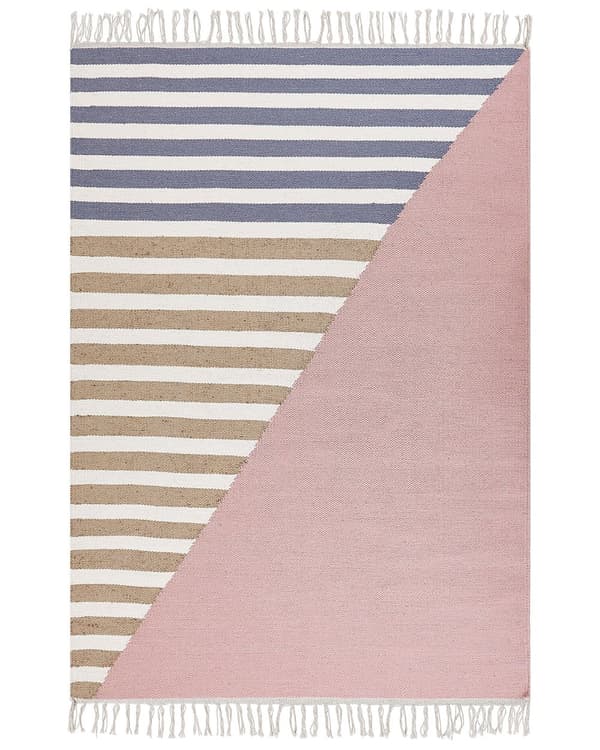 Matto monivärinen 160 x 230 cm villa juutti raidallinen suorakulmio käsintehty boho