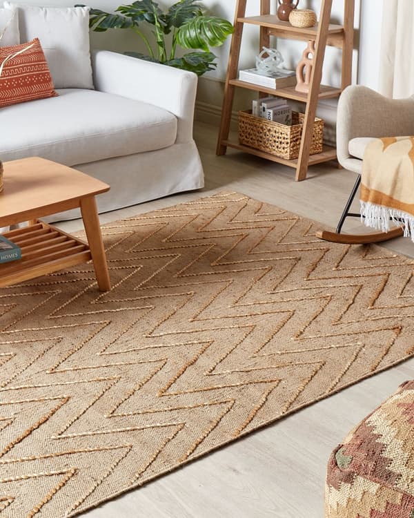 Matto beige 160 x 230 cm juutti puuvilla suorakulmio käsintehty geometrinen kuviointi boho