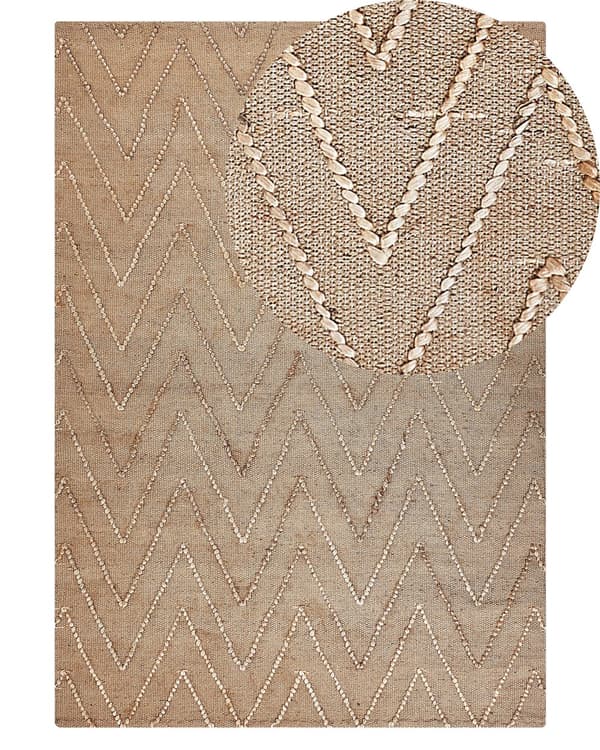 Matto beige 160 x 230 cm juutti puuvilla suorakulmio käsintehty geometrinen kuviointi boho