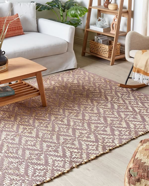 Matto beige vaaleanpunainen 160 x 230 cm puuvilla juutti geometrinen kuviointi käsintehty boho