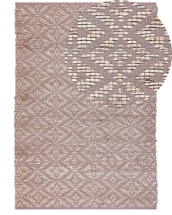 Matto beige vaaleanpunainen 160 x 230 cm puuvilla juutti geometrinen kuviointi käsintehty boho