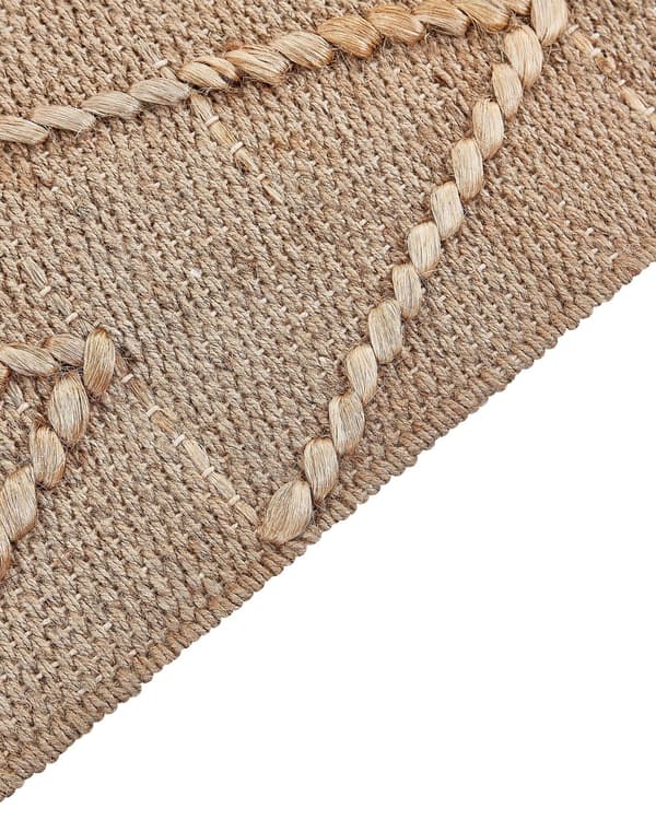 Teppe Beige Jute Bomull 80 x 150 cm Geometrisk mønster Håndvevd Boho Stue Soverom