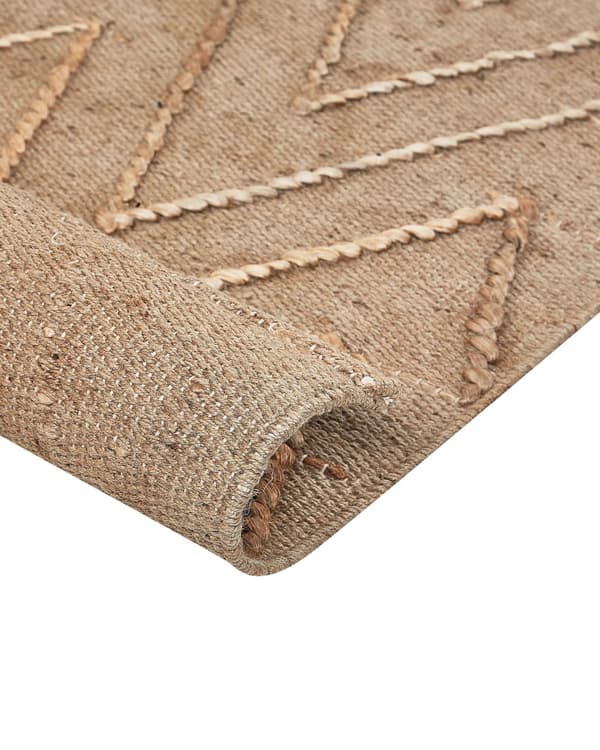 Teppe Beige Jute Bomull 80 x 150 cm Geometrisk mønster Håndvevd Boho Stue Soverom