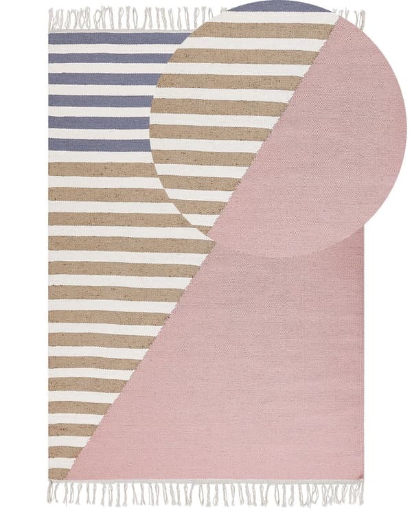 Matta Flerfärgad Ull Jute 160 x 230 cm Rektangulär Handvävd med Tofsar Modern Design