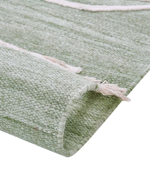 Område Tæppe Håndvævet Tæppe Lysegrøn Polyester 80 x 150 cm Rektangel Abstrakt Mønster med Kvaster Rektangulært Boho Indendørs Udendørs